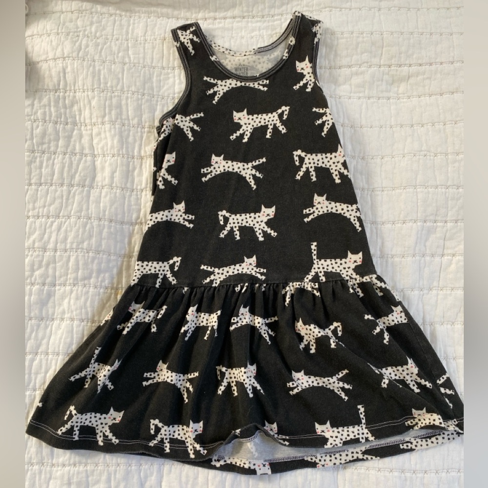 Girls black sleeveless cat dress - size 6